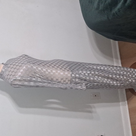 Fashion Nova /Silver Checkmate Checkered Maxi Dress- W Sz Medium - Picture 6 of 9